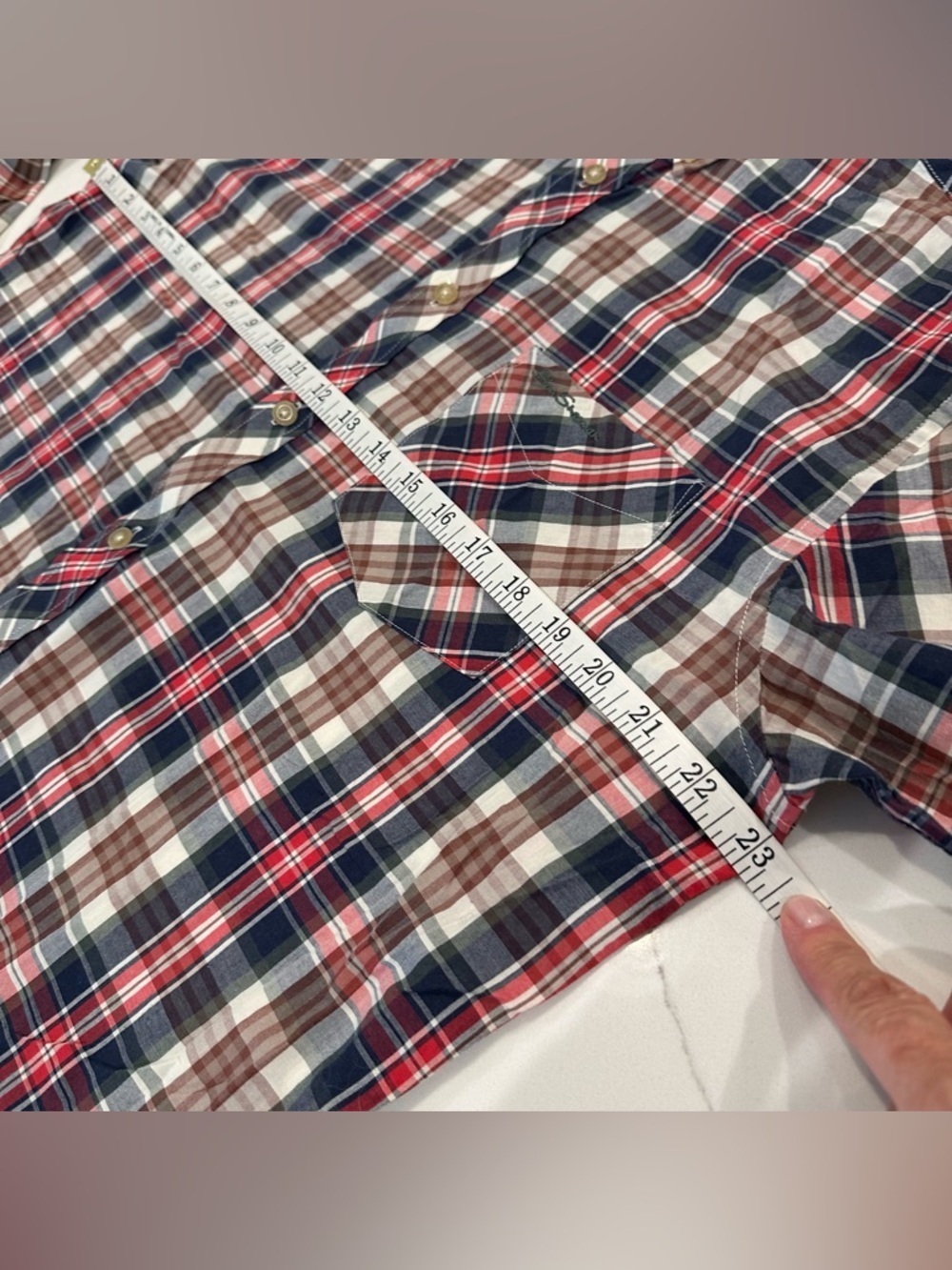 Ben Sherman Plaid Union Fit Button Down Shirt Men XL Red Blue Tan Preppy Cotton - Picture 7 of 10